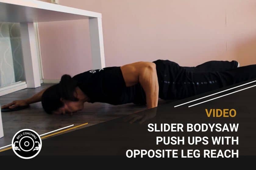 Slider Bodysaw Push Ups With Opposite Leg Reach